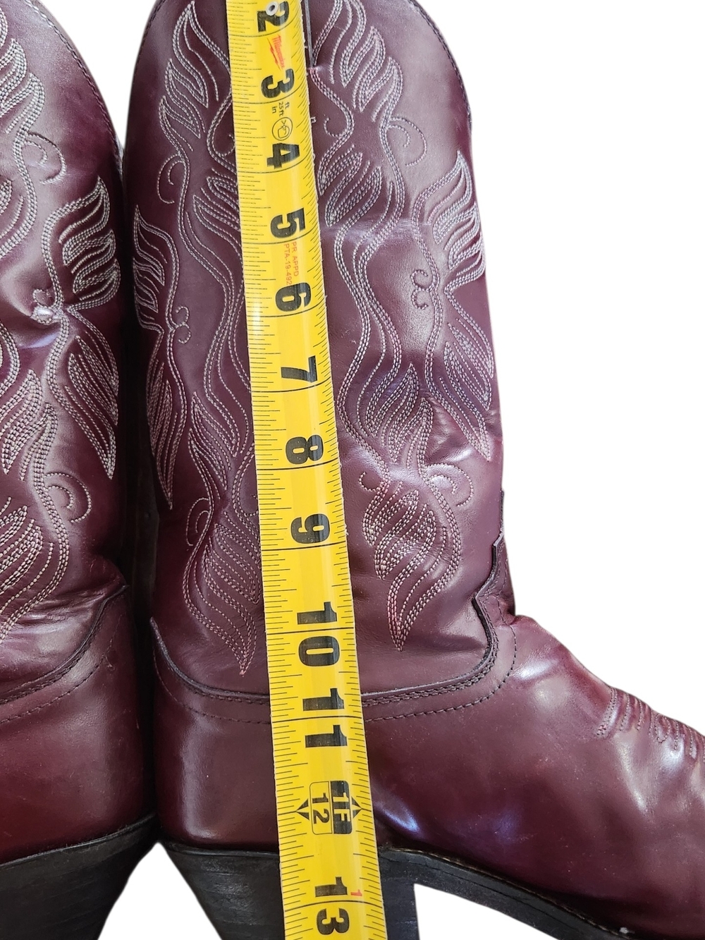 Justin Rare Vintage Oxblood Brown Leather Cowboy Boots, Women's 7B - Picture 8 of 10